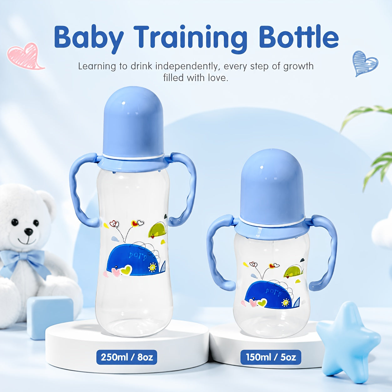 Pretty Baby 5\u002F8Oz Baby Feeding Bottle Set with Handle for Grasping