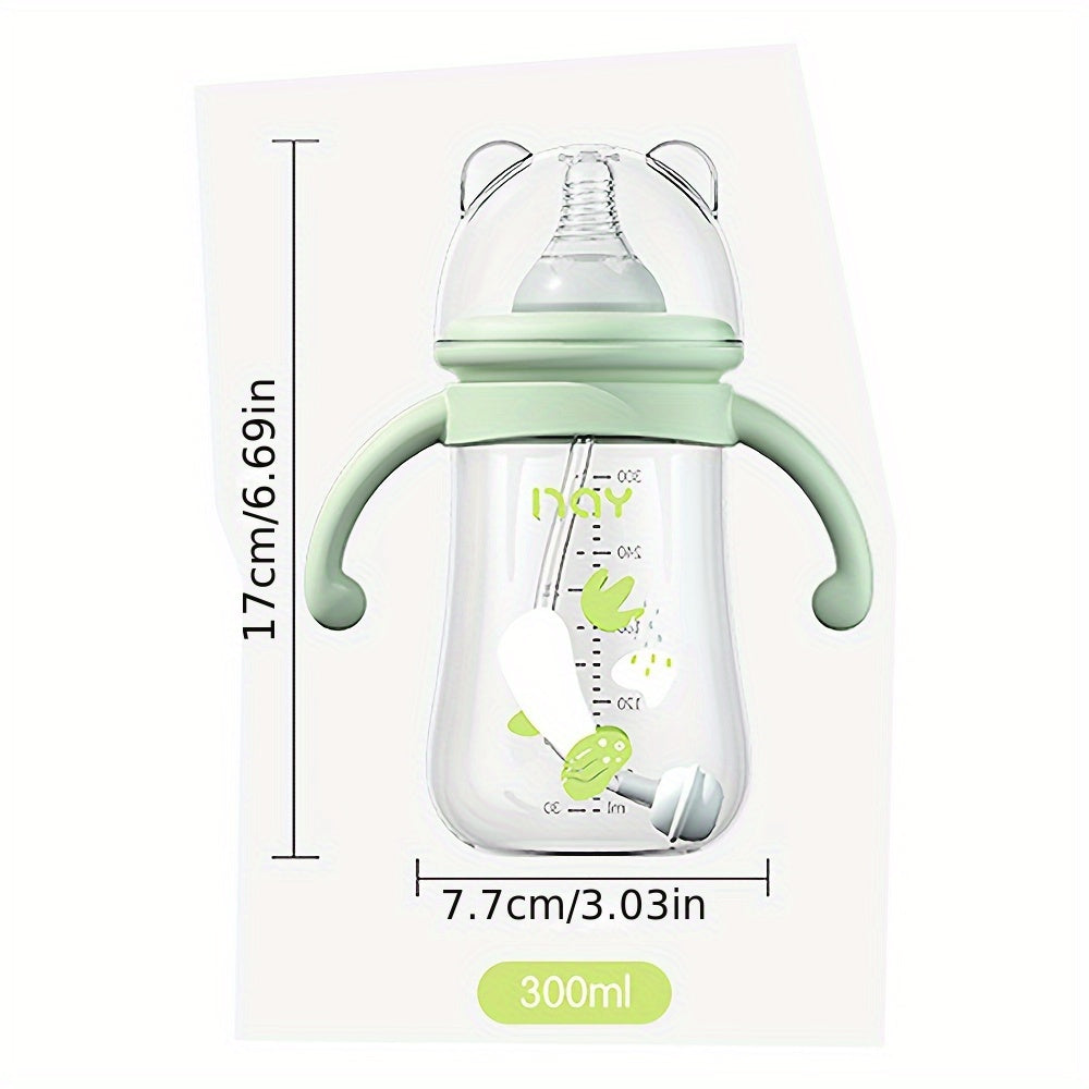 One 300ml\u002F10.14oz Youngsters PP Youngsters Bottle, Cartoon Cute Youngsters Feeding Bottle, Youngsters Feeding Supplies, Birthday and Holiday Gifts, PP Material, Pink and Blue, with Handle