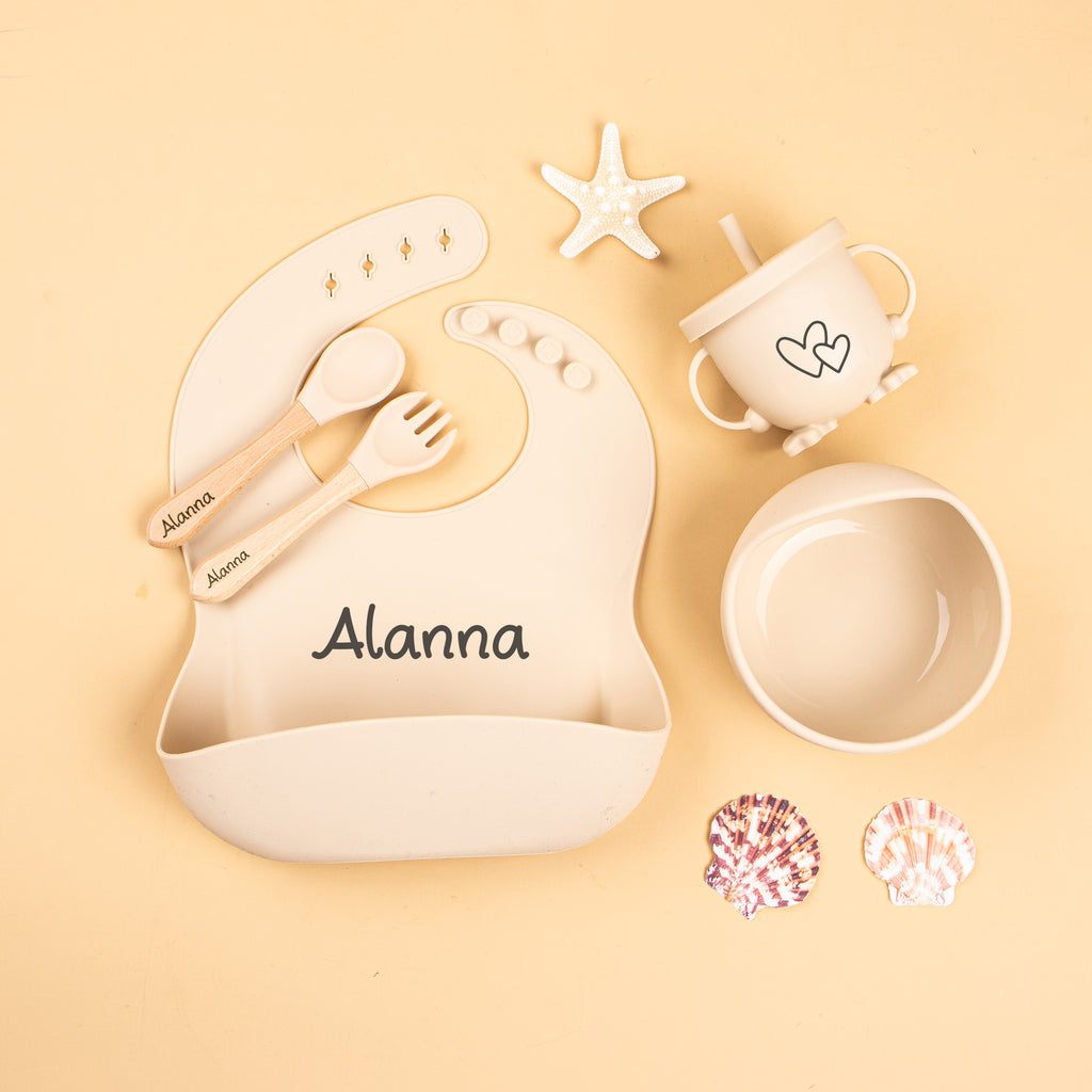 Personalized Custom Silicone Weaning Set, Cartoon Weaning Set for Toddler Baby Kids, Feeding Set with Name, Baby Plate, Baby Gift.