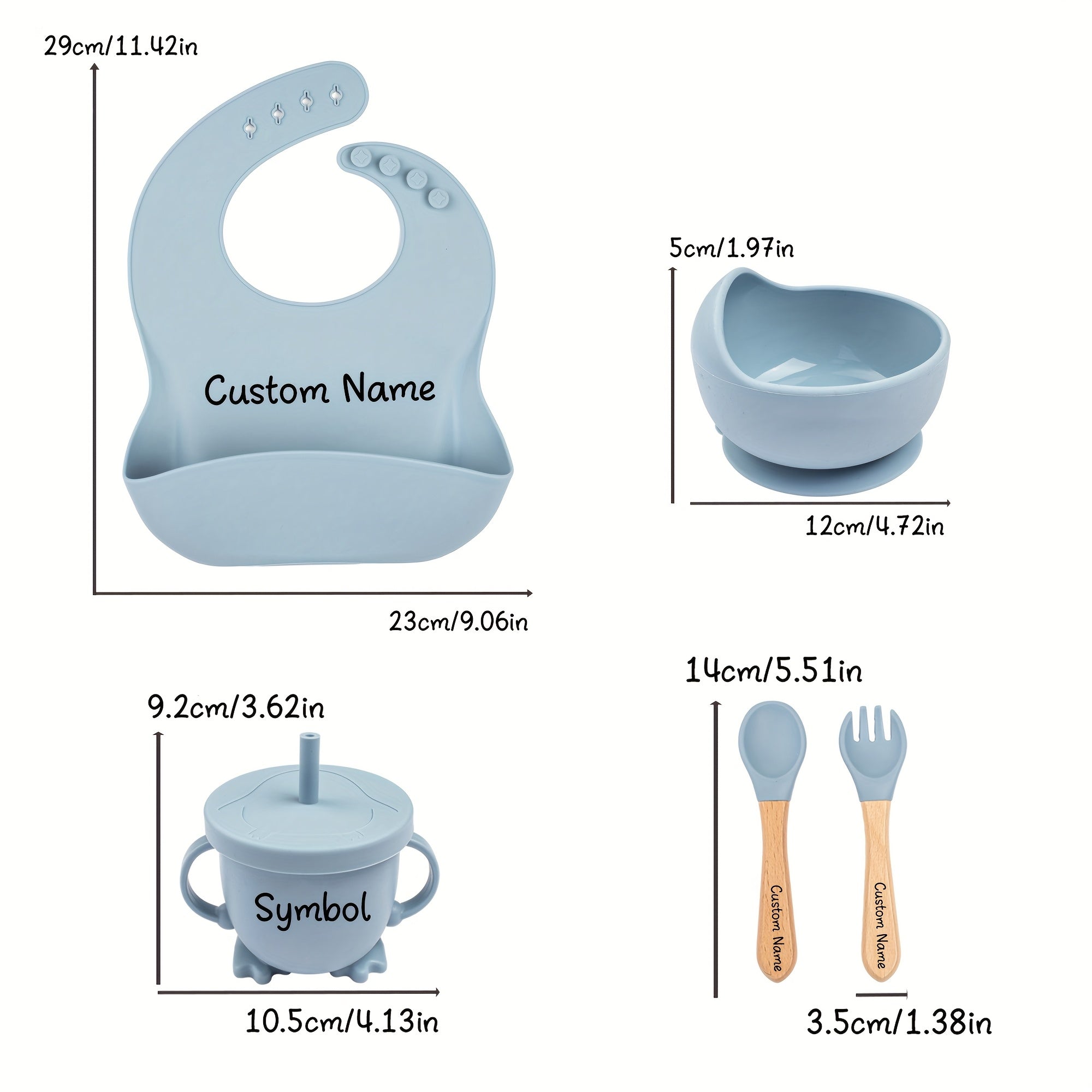 Personalized Custom Silicone Weaning Set, Cartoon Weaning Set for Toddler Baby Kids, Feeding Set with Name, Baby Plate, Baby Gift.