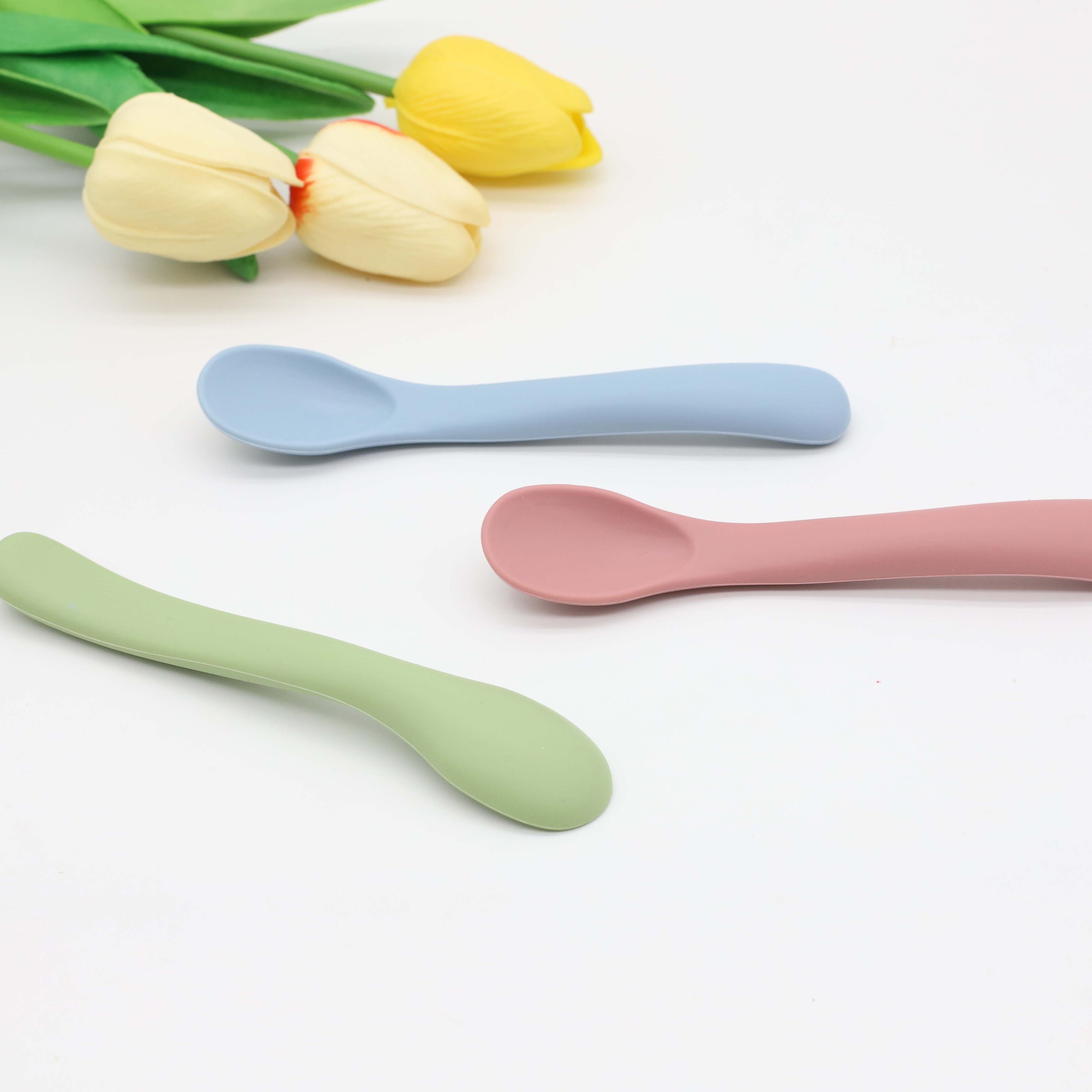 Silicone Spoons, Soft-Tip Spoons for First Stage Feeding, Bendable, Chewproof Training Spoon Utensils, Ideal for Self-Feeding And Led Weaning, Safe And Bpa-Free