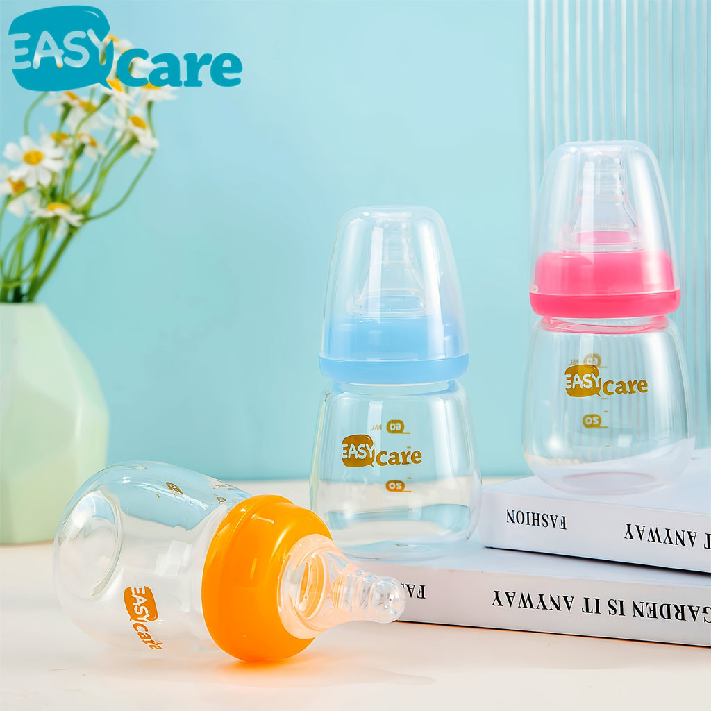 Set of 5 EASYCARE Glass Baby Bottles for Newborns, Each Holding 2.1 Oz\u002F60Ml, Comes with Two Nipples Suitable for 0-3 Months, Features an Anti-Collapse Design, And Is Easy to Clean And Transport. Perfect As a Sippy Cup for Infants