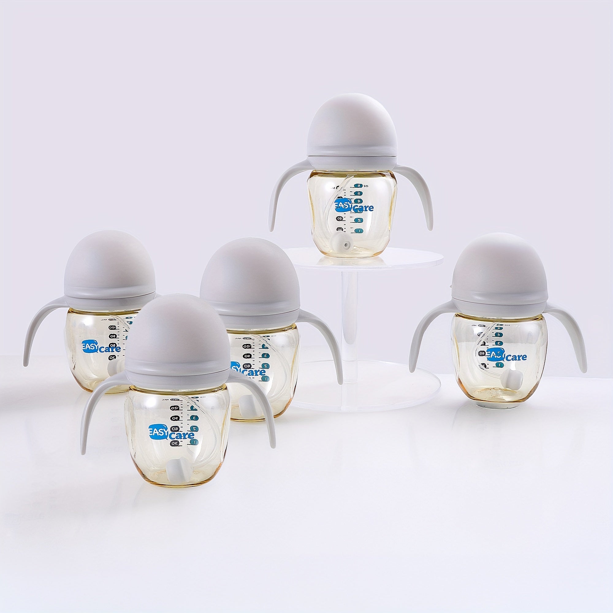 Set of 5 EASYCARE Baby Bottles with a Wide Opening, Suitable for Infants Aged 6-12 Months, 160Ml\u002F5.6Oz Made from Durable PPSU - Convenient, Easy to Hold And Clean Sippy And Straw Cups - Perfect for Baby Showers, Gender Reveal Parties