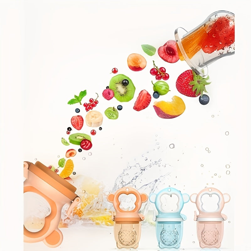 Silicone Fruit & Vegetable Feeders Suitable for Infants and Toddlers 0-3 Years - Food Grade Safe Pacifier with Handle & Middle Nipple Nipple for Self-Feeding, Soft Non-Toxic Feeding for Solid