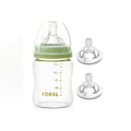 A Glass Baby Bottle - Natural Rubber Nipple, 4 Ounces, Easy to Clean, Heat-Resistant, Suitable for Newborns Aged 0-3 Years, Comes with 2 Extra Nipples As a Gift