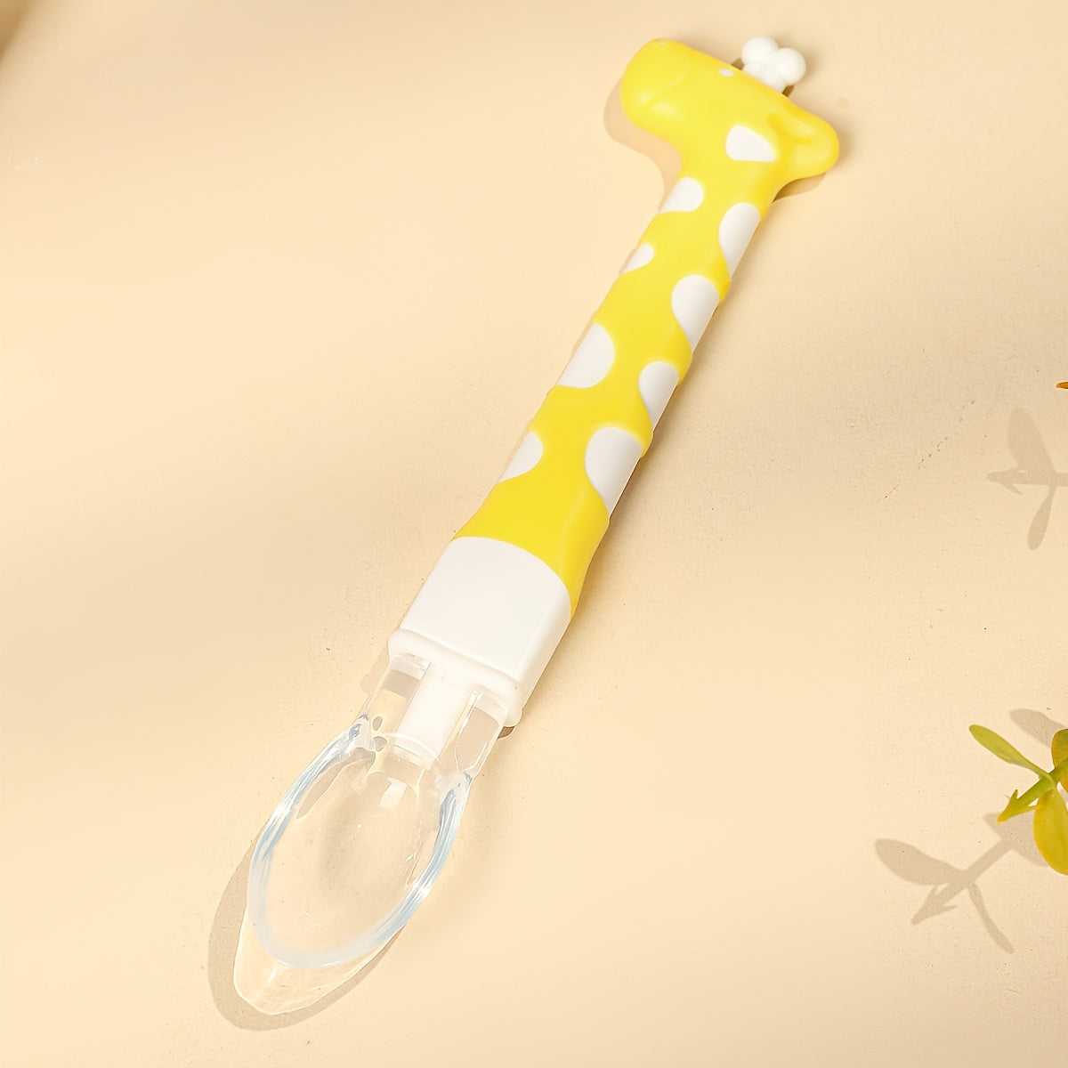 1 Baby Feeding Spoon, Cute Giraffe-Shaped Silicone Soft Spoon, Baby Feeding Auxiliary Spoon, Food-Grade Silicone Spoon