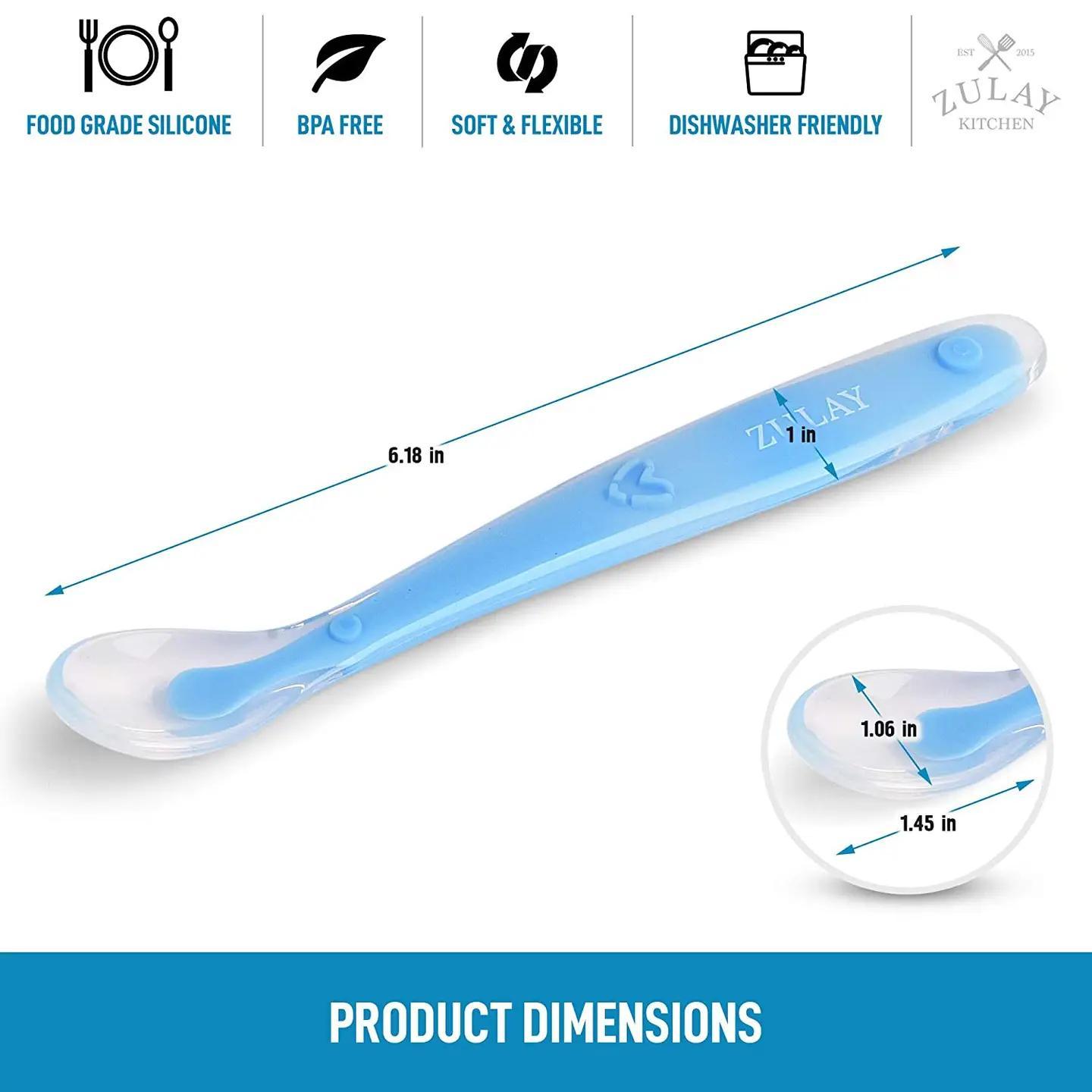 Zulay Kitchen Baby\u002FInfant Soft Silicone Spoon Set - 6 Pack
