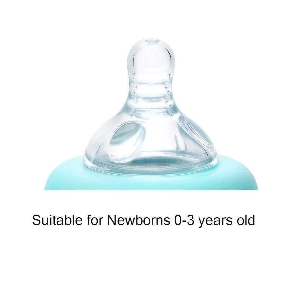 A Glass Baby Bottle - Natural Rubber Nipple, 4 Ounces, Easy to Clean, Heat-Resistant, Suitable for Newborns Aged 0-3 Years, Comes with 2 Extra Nipples As a Gift
