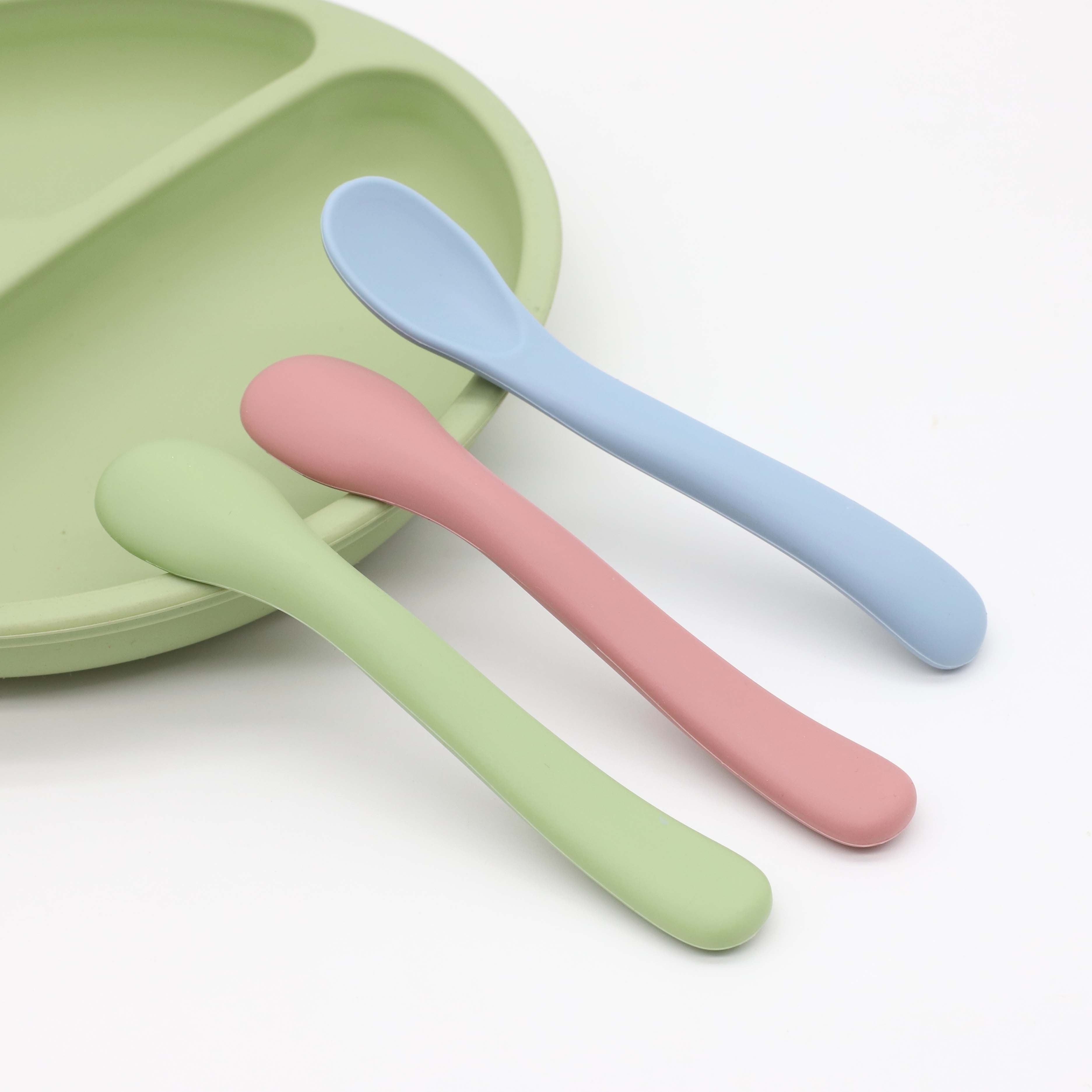 Silicone Spoons, Soft-Tip Spoons for First Stage Feeding, Bendable, Chewproof Training Spoon Utensils, Ideal for Self-Feeding And Led Weaning, Safe And Bpa-Free