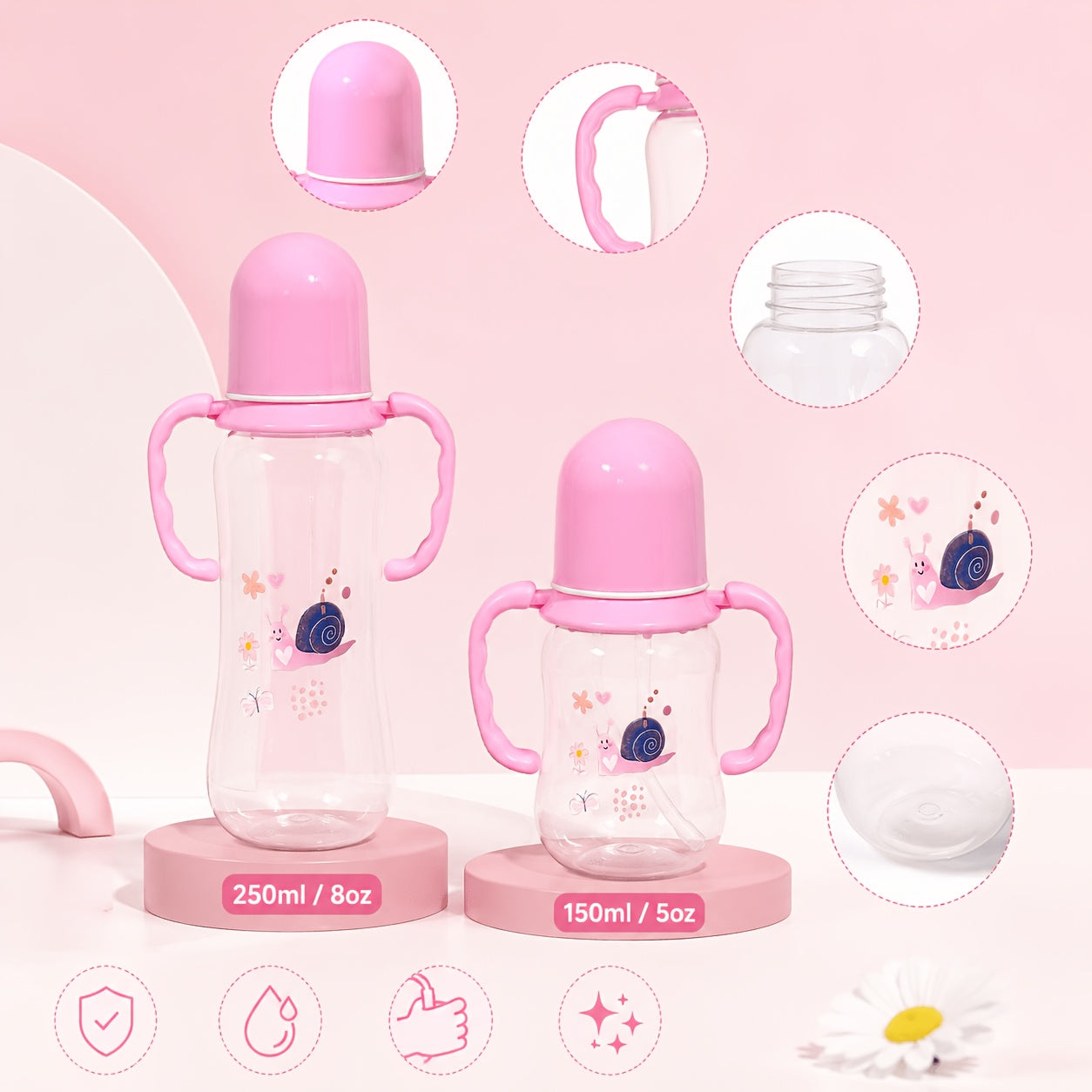 Pretty Baby 5\u002F8Oz Baby Feeding Bottle Set with Handle for Grasping