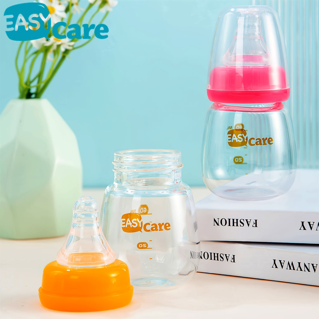 Set of 5 EASYCARE Glass Baby Bottles for Newborns, Each Holding 2.1 Oz\u002F60Ml, Comes with Two Nipples Suitable for 0-3 Months, Features an Anti-Collapse Design, And Is Easy to Clean And Transport. Perfect As a Sippy Cup for Infants