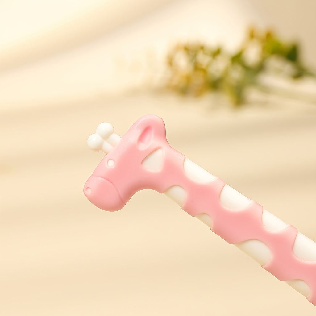 1 Baby Feeding Spoon, Cute Giraffe-Shaped Silicone Soft Spoon, Baby Feeding Auxiliary Spoon, Food-Grade Silicone Spoon