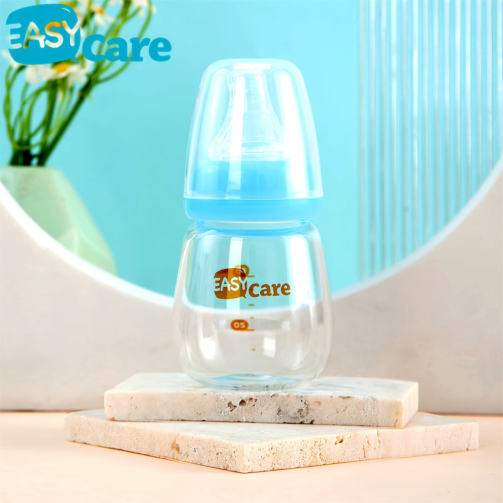 Set of 5 EASYCARE Glass Baby Bottles for Newborns, Each Holding 2.1 Oz\u002F60Ml, Comes with Two Nipples Suitable for 0-3 Months, Features an Anti-Collapse Design, And Is Easy to Clean And Transport. Perfect As a Sippy Cup for Infants