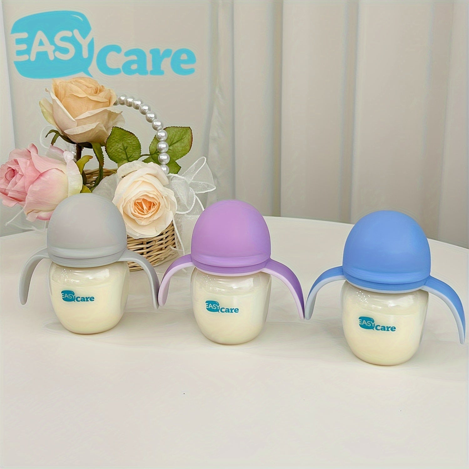 Set of 5 EASYCARE Baby Bottles with a Wide Opening, Suitable for Infants Aged 6-12 Months, 160Ml\u002F5.6Oz Made from Durable PPSU - Convenient, Easy to Hold And Clean Sippy And Straw Cups - Perfect for Baby Showers, Gender Reveal Parties