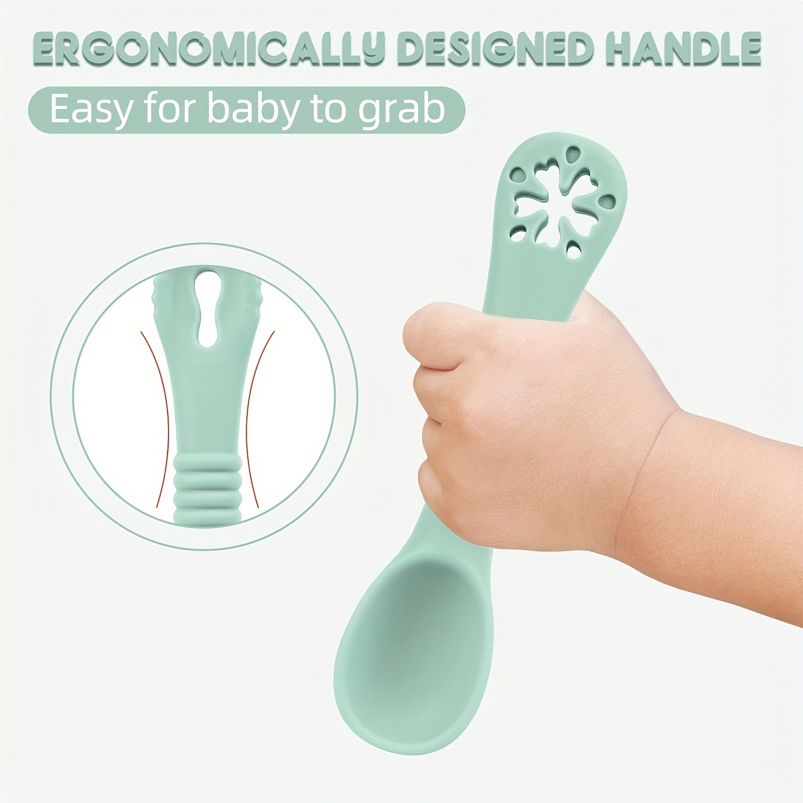 TYRY.HU 4pcs Spoon and Fork, Multi-functional Food Grade Spoon and Fork,Silicone Toddler Dinnerware for Infant Food Feeding Kits,Perfect Christmas, Thanksgiving, and Back-to-school Gifts
