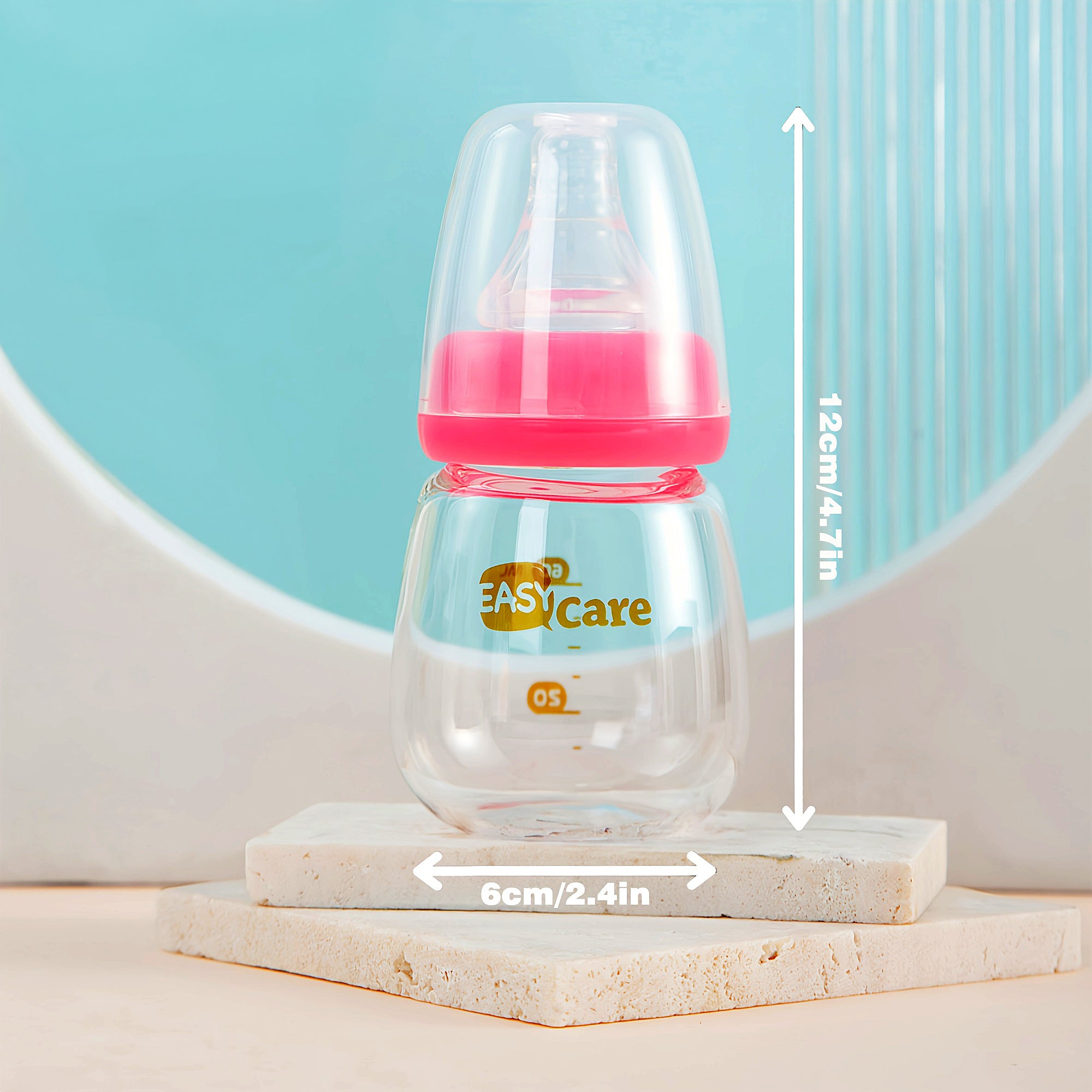 5pcs EASYCARE Glass Baby Bottles with Wide Mouth & Anti-Collapse Nipples, Newborn-riendly Handle, 2 Nipples (0.0-9.84ft) + 60ml\u002F2.1oz Bottle - Ideal for Breastmilk, Formula, Sippy Cup for Baby Showers, Birthdays, Christmas Gifts (Multicolor