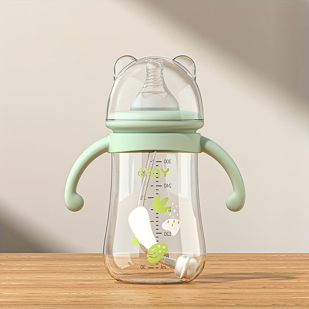 One 300ml\u002F10.14oz Youngsters PP Youngsters Bottle, Cartoon Cute Youngsters Feeding Bottle, Youngsters Feeding Supplies, Birthday and Holiday Gifts, PP Material, Pink and Blue, with Handle