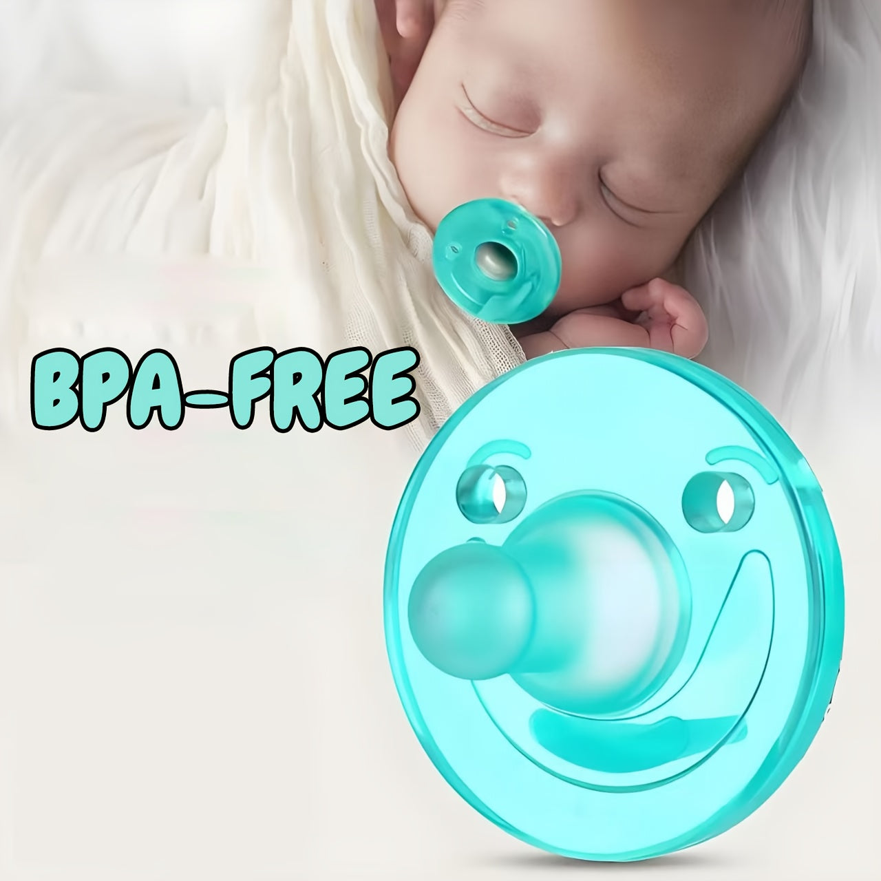BPA-Free Round Smile Pacifier, Available in 4 Colors, Suitable for 0-year-old Babies, Food-grade Silicone Material