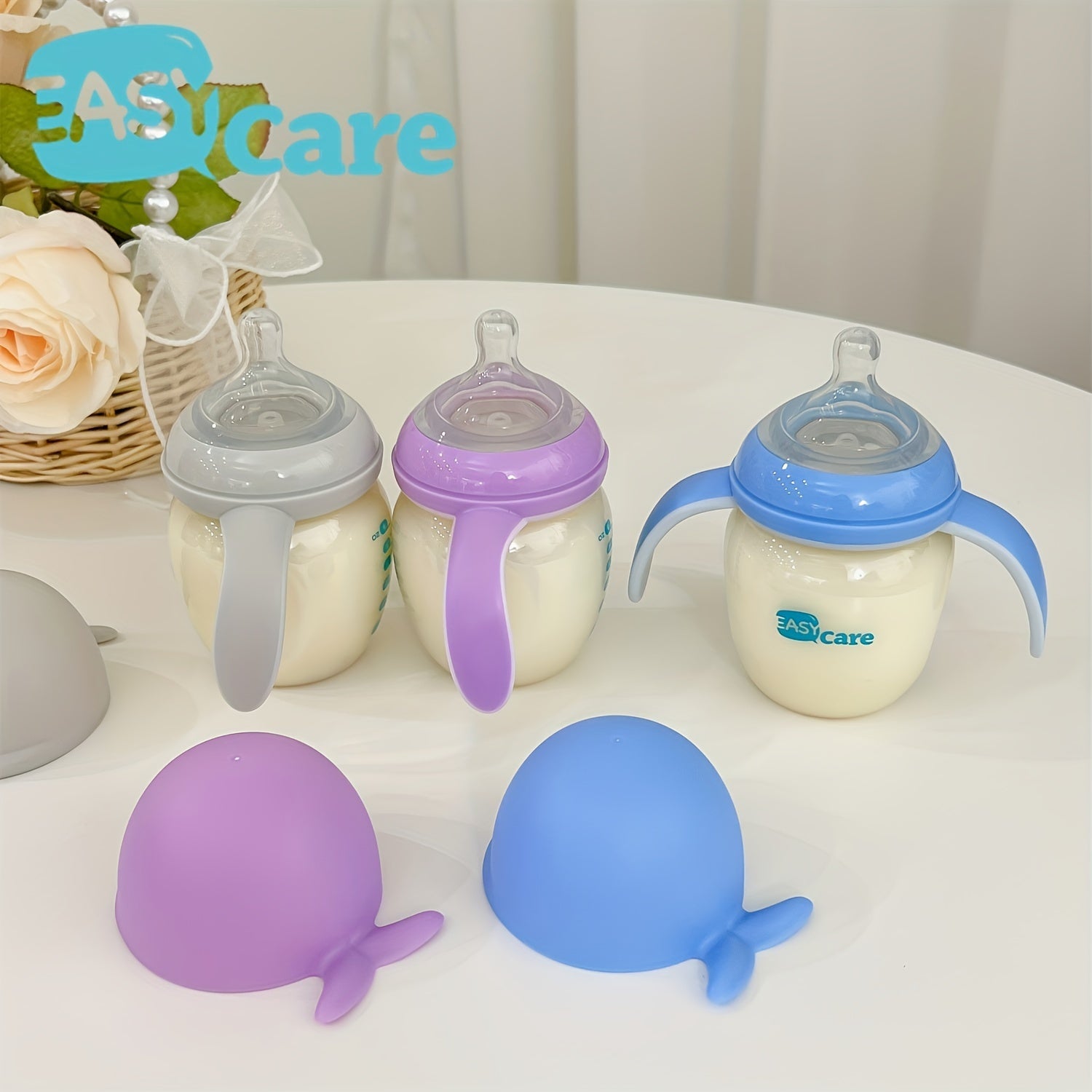 Set of 5 EASYCARE Baby Bottles with a Wide Opening, Suitable for Infants Aged 6-12 Months, 160Ml\u002F5.6Oz Made from Durable PPSU - Convenient, Easy to Hold And Clean Sippy And Straw Cups - Perfect for Baby Showers, Gender Reveal Parties