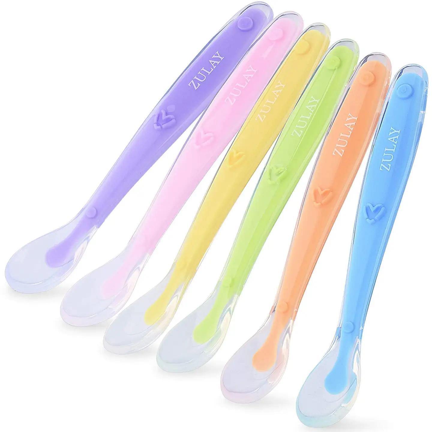 Zulay Kitchen Baby\u002FInfant Soft Silicone Spoon Set - 6 Pack