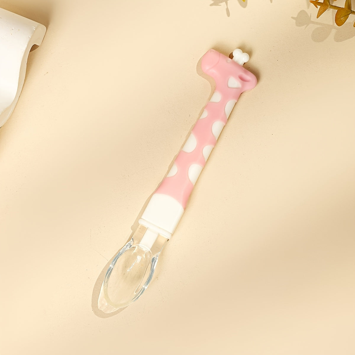 1 Baby Feeding Spoon, Cute Giraffe-Shaped Silicone Soft Spoon, Baby Feeding Auxiliary Spoon, Food-Grade Silicone Spoon