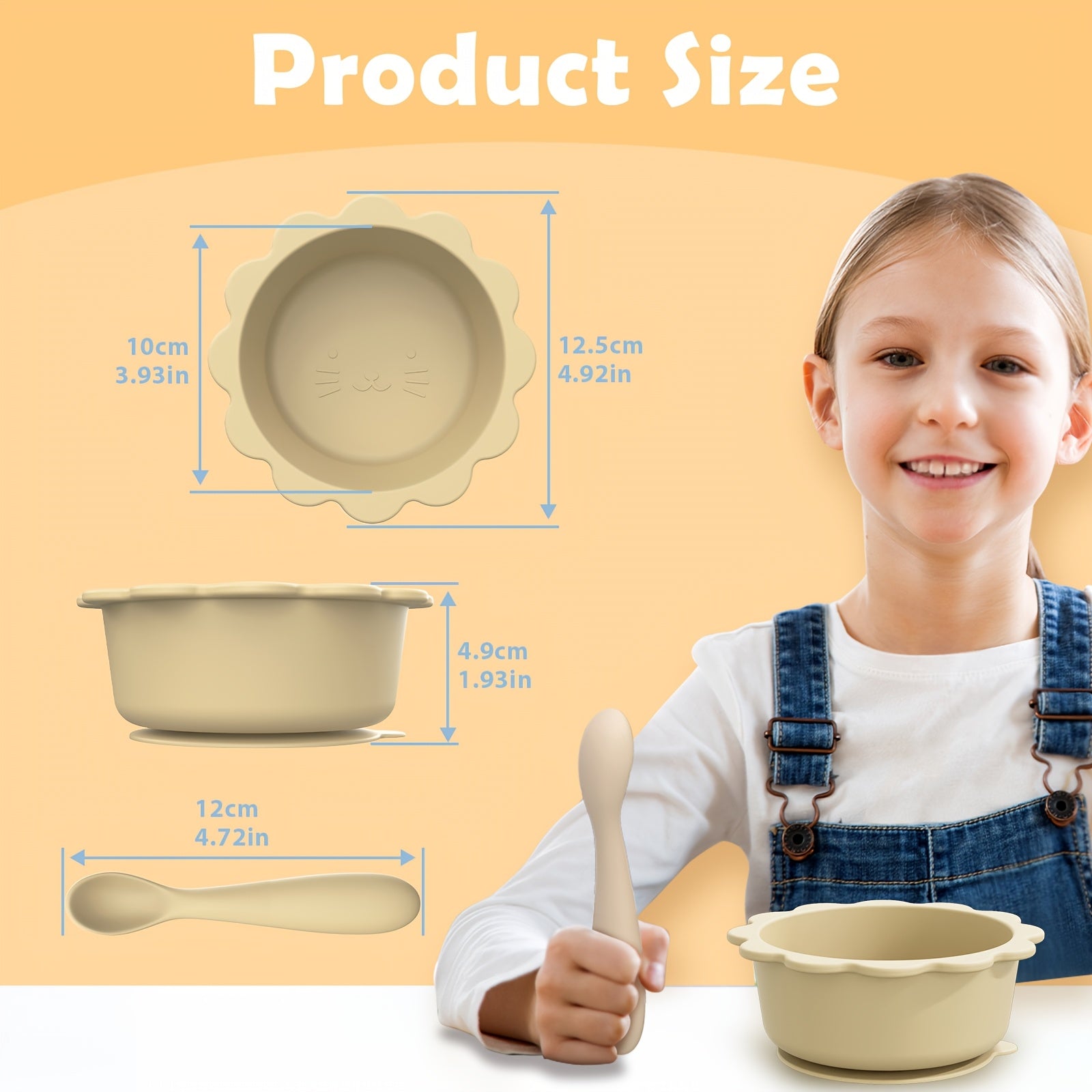 2pcs Set \u002F 1pc Children's Food-Grade Feeding Bowl and Spoon Set, Tableware with Suction Cups Suitable for Children, for Home Use, High-Temperature Resistant, Cat Theme