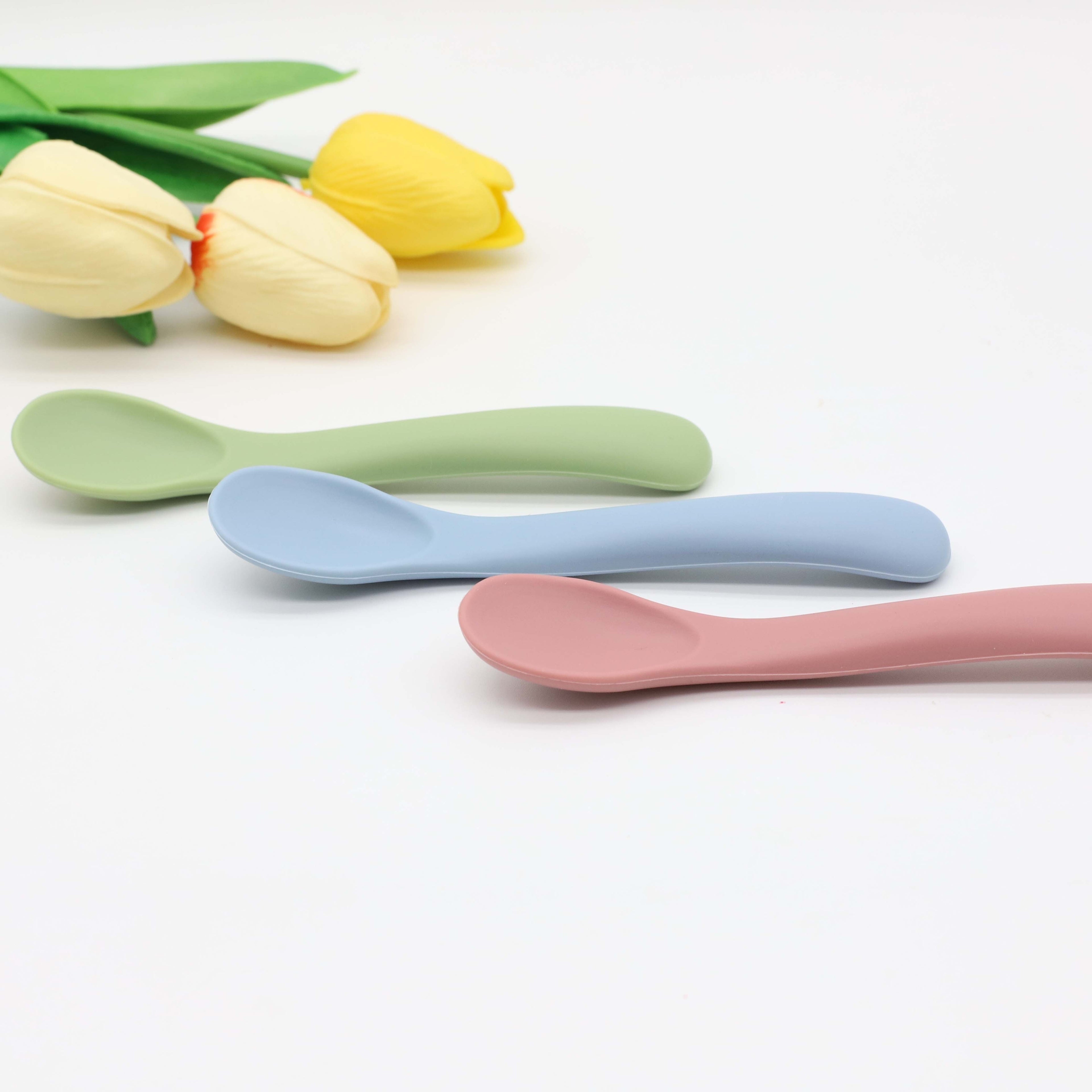 Silicone Spoons, Soft-Tip Spoons for First Stage Feeding, Bendable, Chewproof Training Spoon Utensils, Ideal for Self-Feeding And Led Weaning, Safe And Bpa-Free