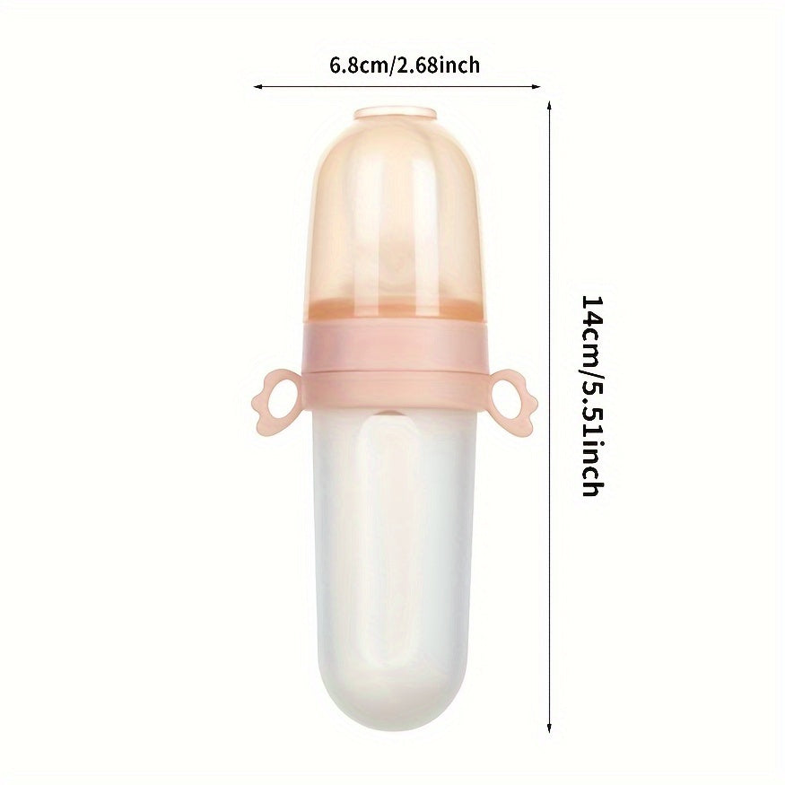 4pcs Baby Feeding Set: 1pc Silicone Spoon Feeder Bottle with Handle, 3-Size Mesh Bags-S, M, L. Rice Paste Squeeze Feeding Bottle Set, Multifunctional Fruit Vegetable Food Supplement Milk Bottle