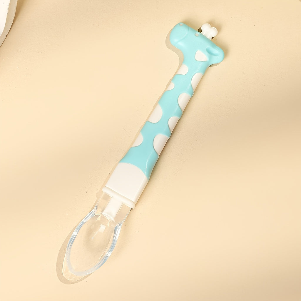 1 Baby Feeding Spoon, Cute Giraffe-Shaped Silicone Soft Spoon, Baby Feeding Auxiliary Spoon, Food-Grade Silicone Spoon